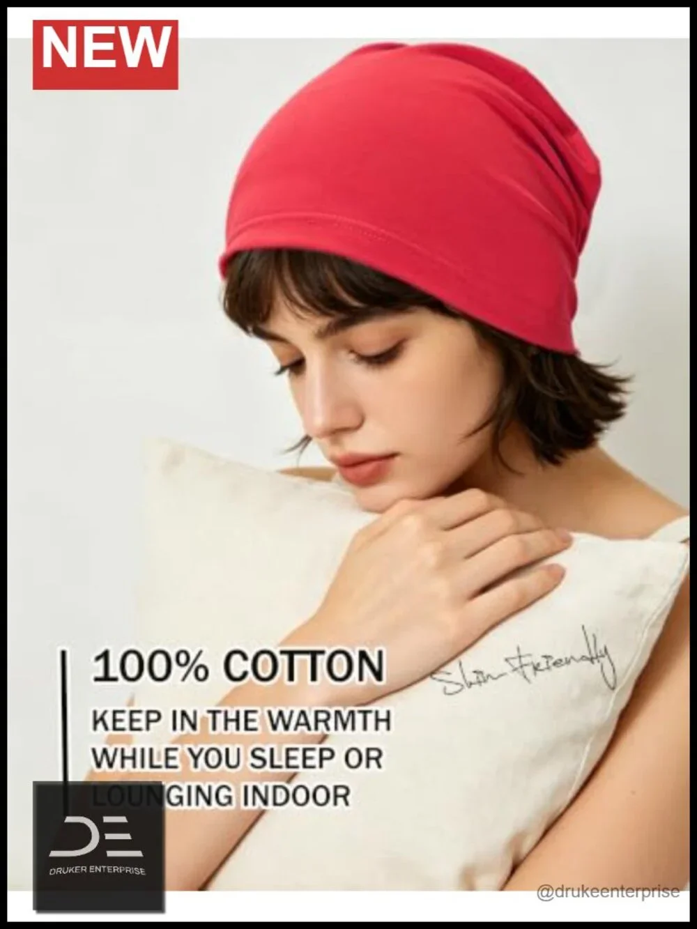 100% Cotton Slouchy Beanie Hat Lightweight Breathable Chemo Cap Unisex
